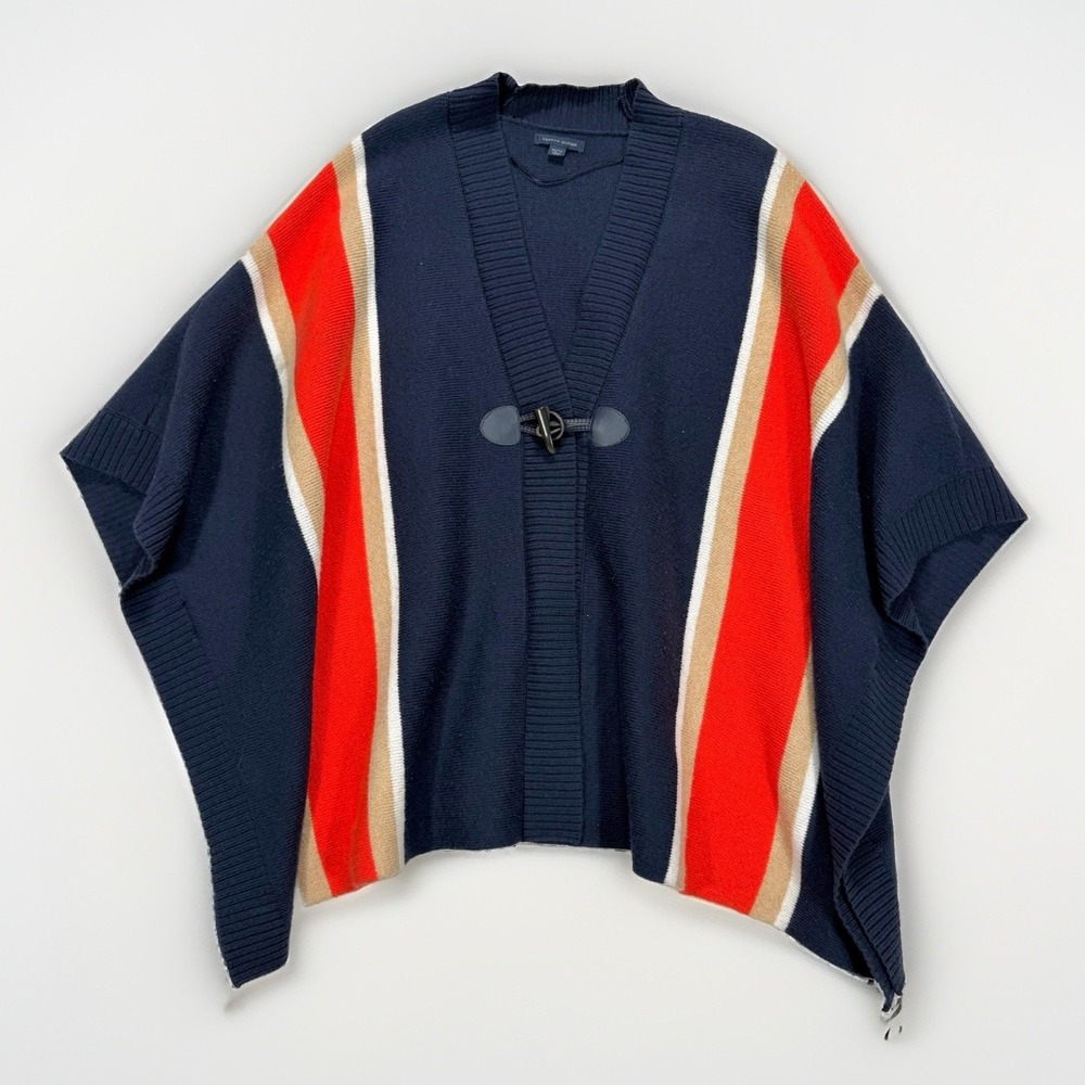 Tommy Hilfiger Knit Poncho Cape Women's OS Wool Blend Preppy Coastal Boho